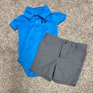 Under Armour Bright Blue Polo Bodysuit with Under Armour Grey Shorts 9month